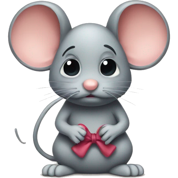 Sad mouse with a bow emoji