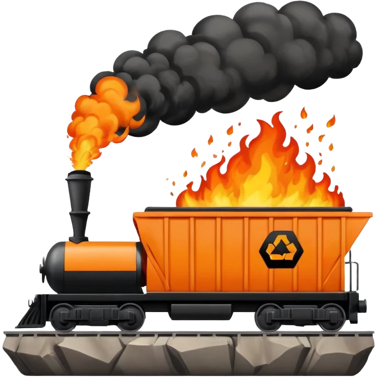 Train pushing dumpster fire off cliff emoji