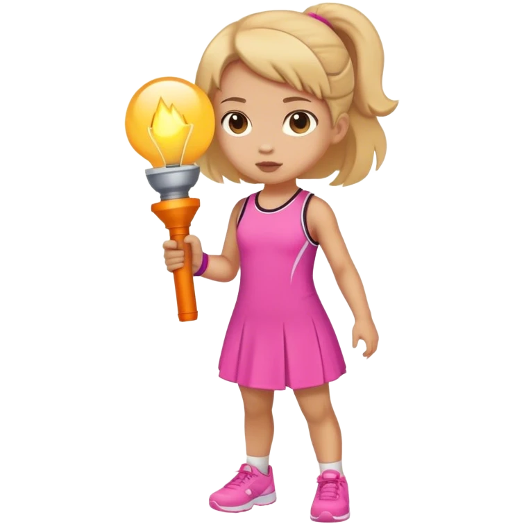 little girl in sporty dress with torcia emoji