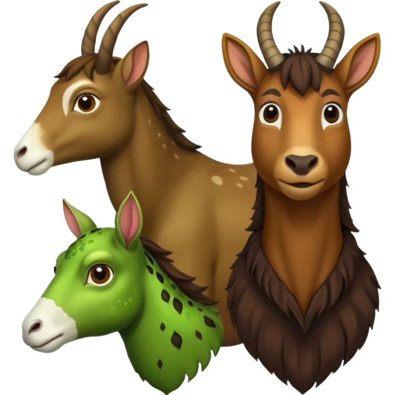 Plz make a perfect image of Deer horse bullfrog goat together emoji