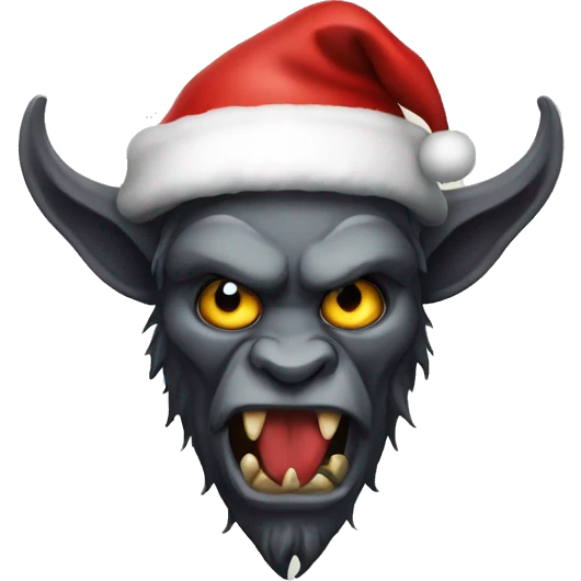 Krampus wearing a Santa hat emoji