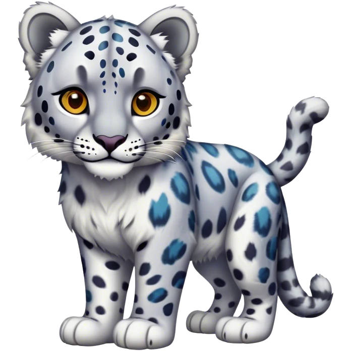 Colorful vibrant snow-leopard, full-body emoji