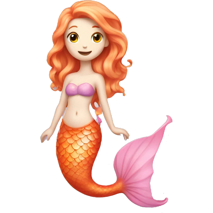 pale skinned orange haired mermaid with pink tail emoji