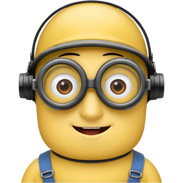 Minion emoji with a round head like normal emojis and a smurk like this emoji but a minion so basically that emoji with the goggles and the hair and not a funny head shape 😏 emoji