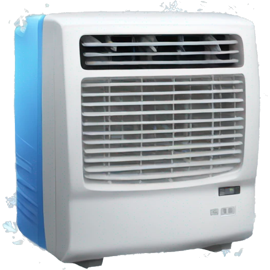 Air conditioner. Snowflakes comes out of it. Blue and cold. emoji