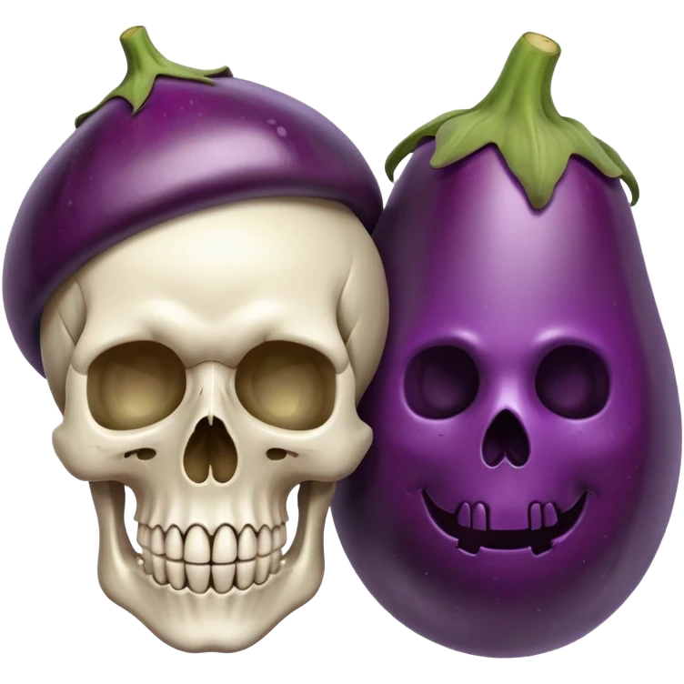 A skull and an eggplant emoji