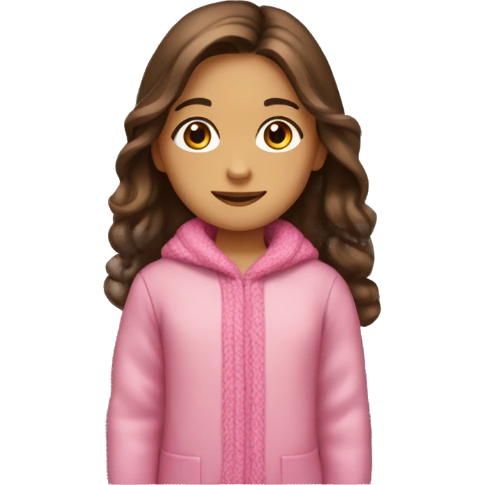 winter, christmas, hispanic, long brown hair, 6 year old little girl, brown eyes, child, full body, pink sweater coat emoji