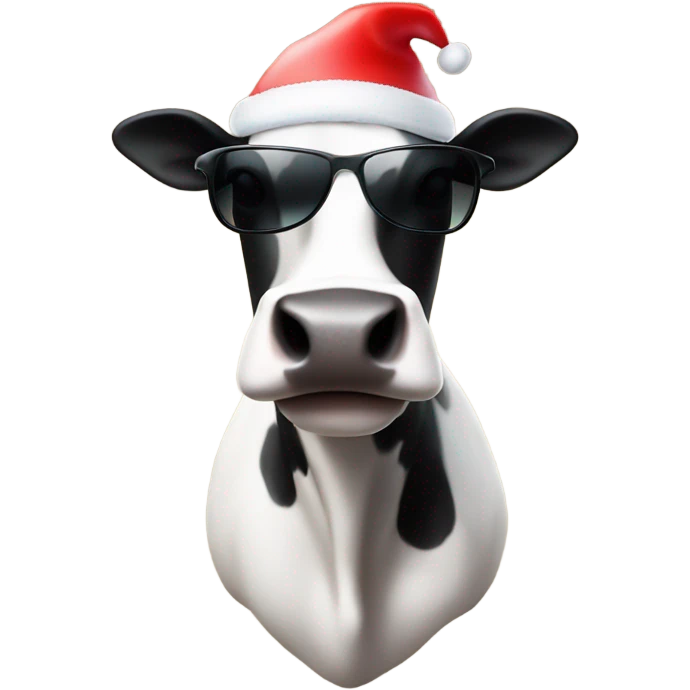Cow with Santa hat and sunglasses emoji