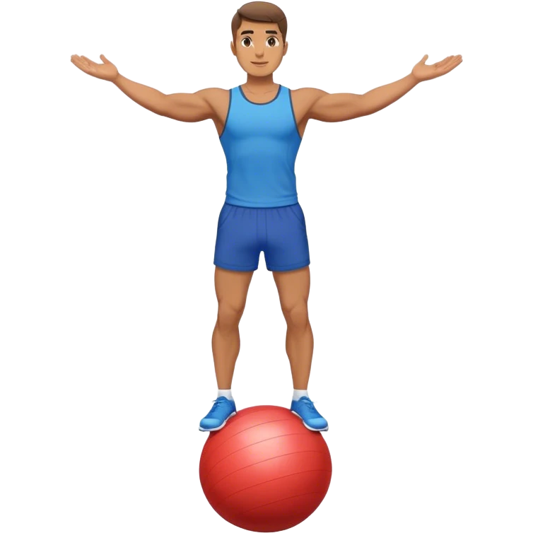 fit man with blue shorts stand on half-stability-ball balance emoji