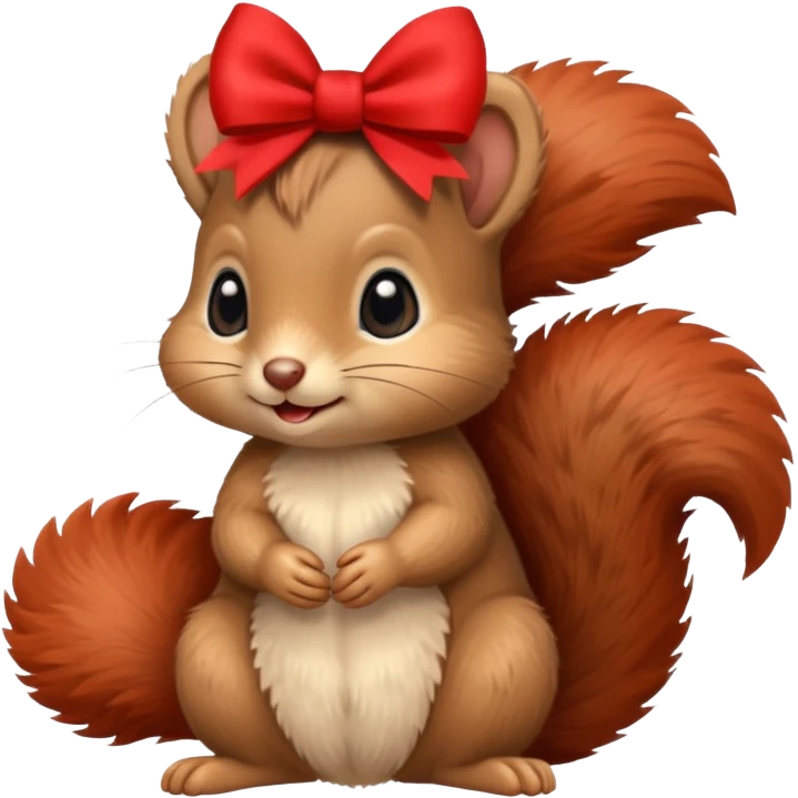 baby squirrel with a tiny red bow emoji