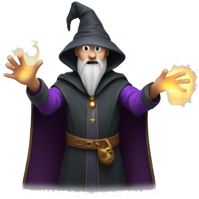 An evil wizard blasting evil magic from his fingertips emoji