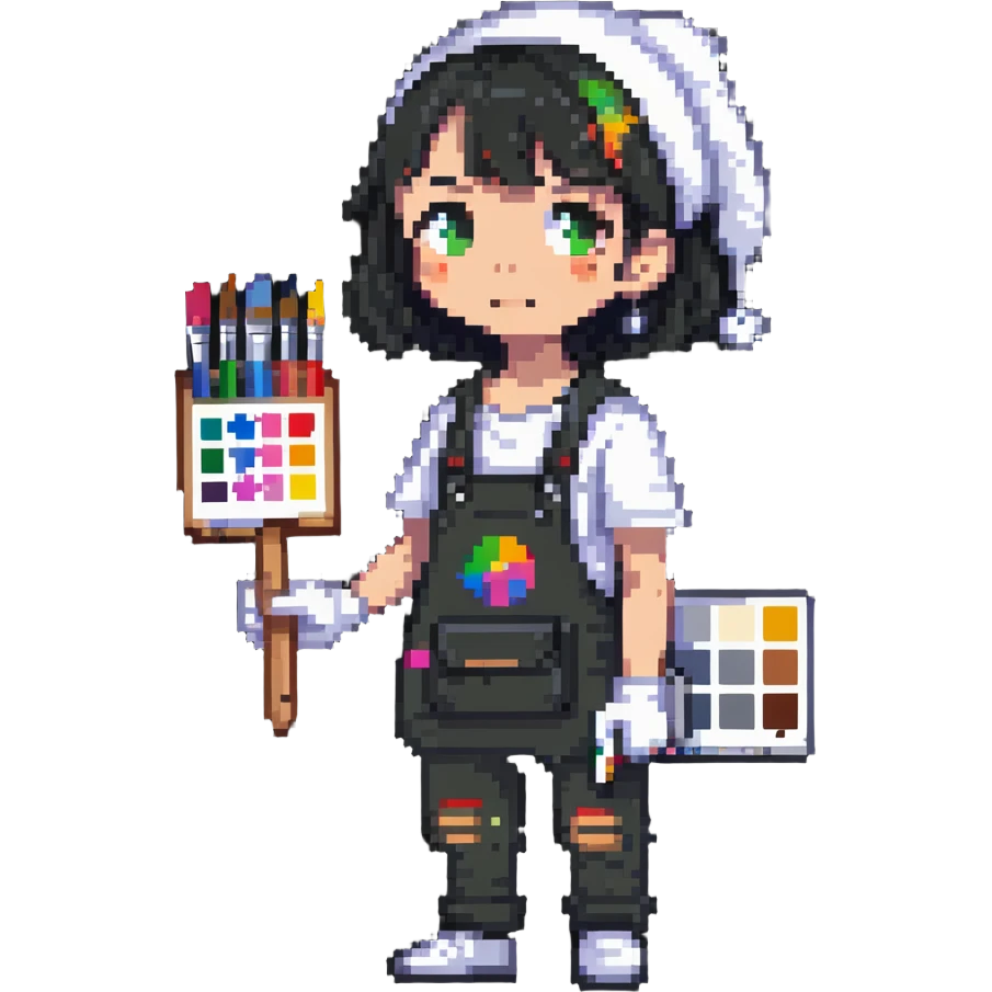 sick artist looking unwell with a paintbrush and palette emoji