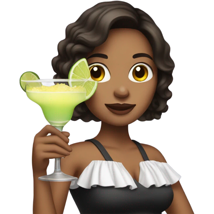 Brunette with margarita in hand emoji