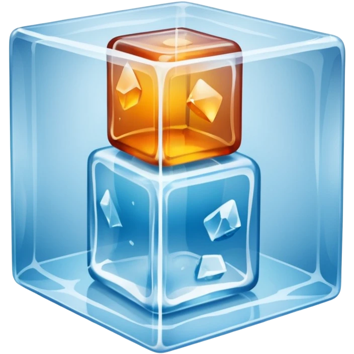 mixed closet inside a large ice cube emoji