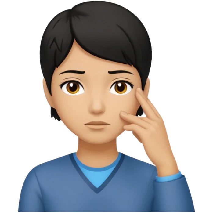 Mano en la sien (pensar) emoji