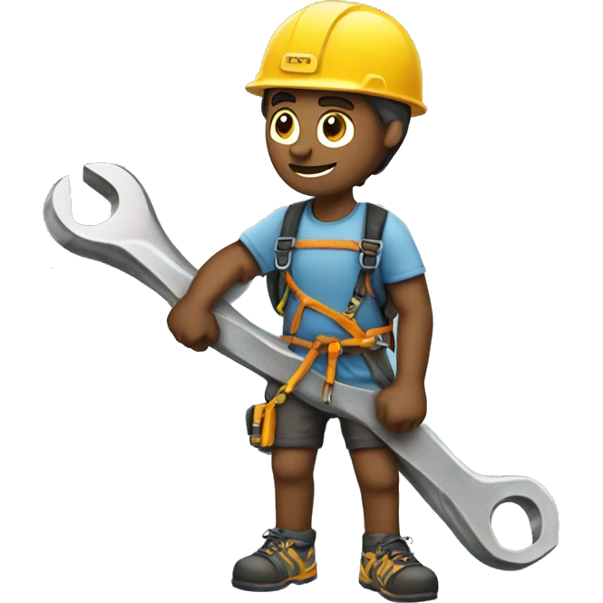 rock climber with a wrench in hand emoji