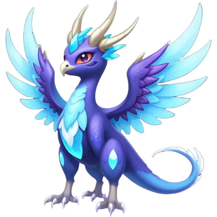 Starlit Glimmer-Blue Galaxy-Haloed Luminous Astral Feathered Noivern-Lunala-hybrid-creature (full body) emoji