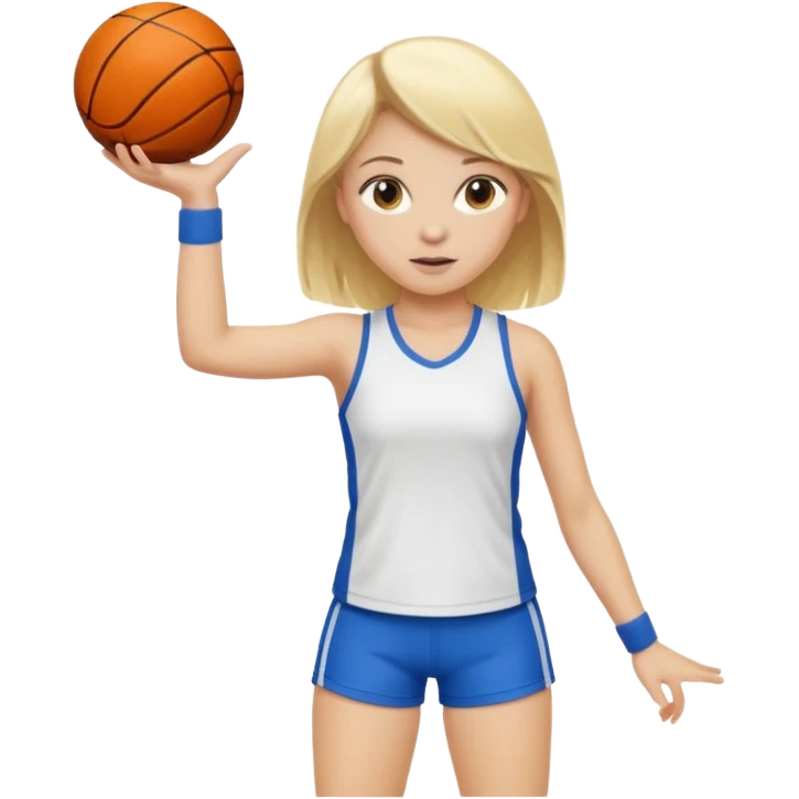 a young girl with blonde hair is playing sports emoji