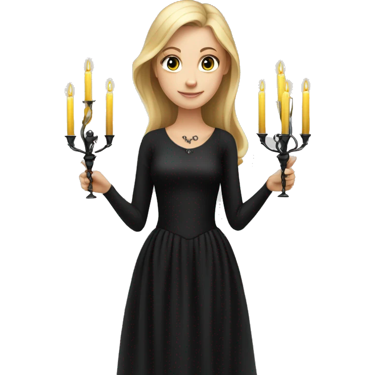 girl in black dress with candelabra emoji