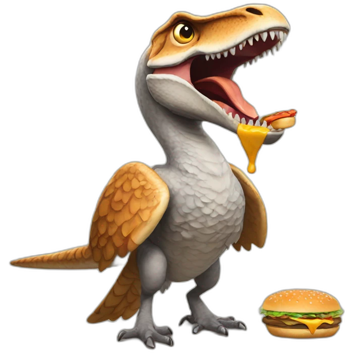 raptor eats burger emoji