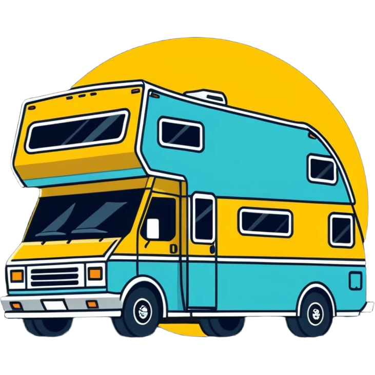 motorhome, cartoonish sticker style emoji