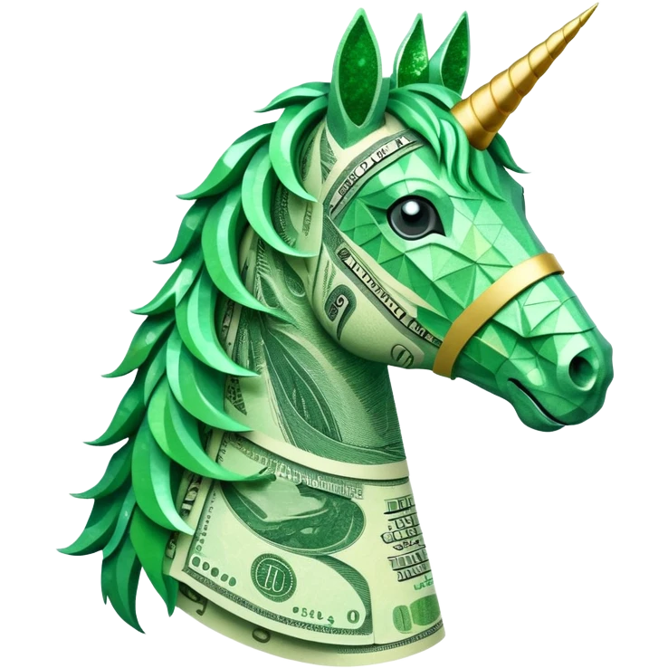 единорог полностью из долларовых купюр, no background emoji