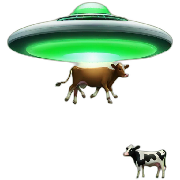 ufo abducting cow with a green ray emoji