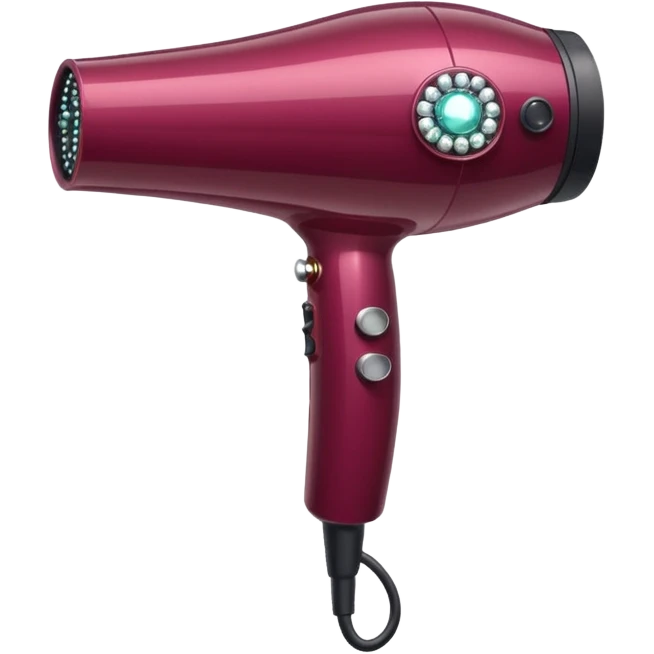 burgundy blow dryer covered in ges emoji