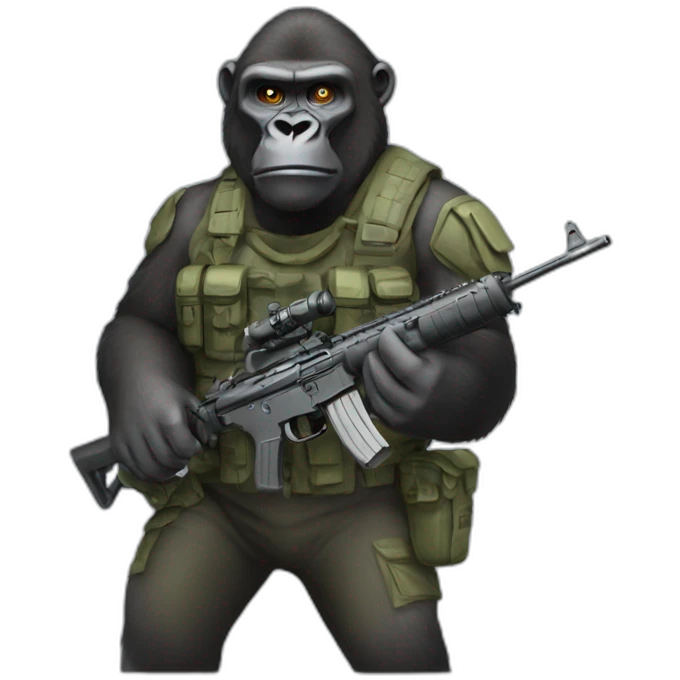 gorilla soldier with rifle emoji