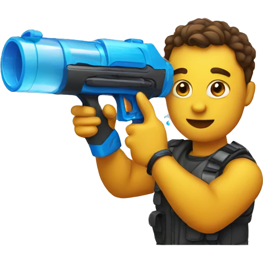 A emoji holding a water gun emoji