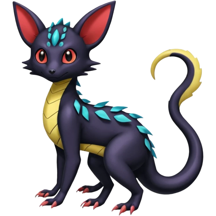 Shiny Salandit-Umbreon-Genet-Noivern-Noibat-Hybrid (Full body) emoji