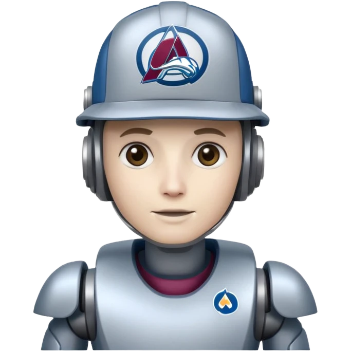 Engineer robot with colorado avalanche hat emoji