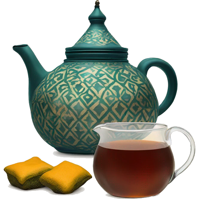 Morrocan tea pot with moroccan glass of tea emoji