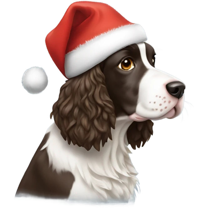 Springer spaniel with santa hat emoji