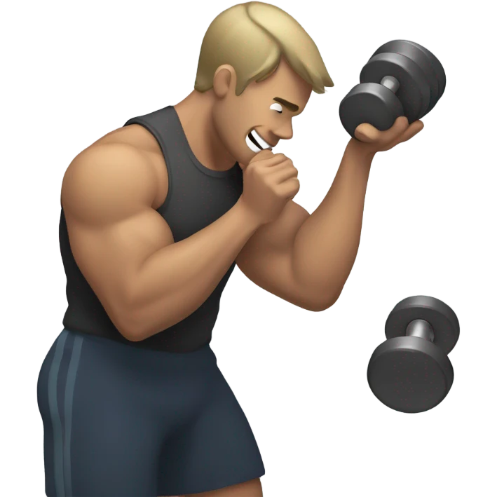 person attending a phone call with one hand and lifting a dumbbell with the other emoji