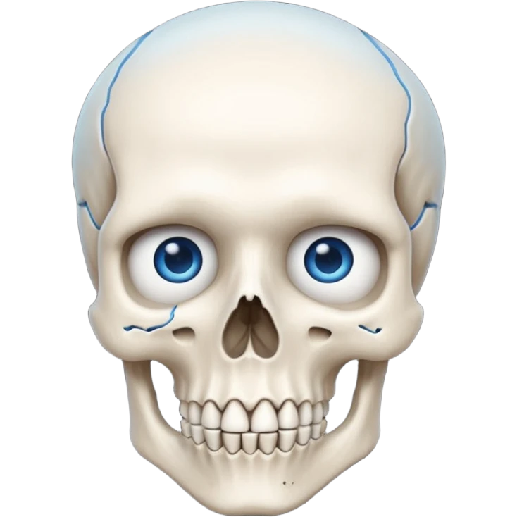 a bone head structure with lone jawline blue eyes total bones appear  emoji