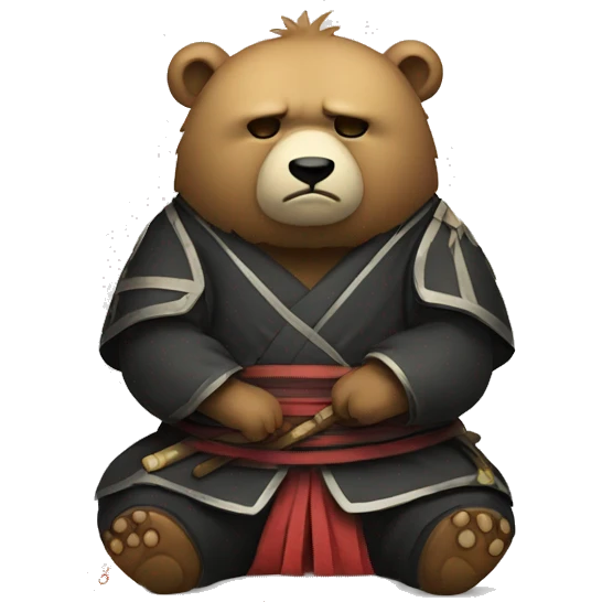 sad samurai bear with tears coz he lost in poker emoji
