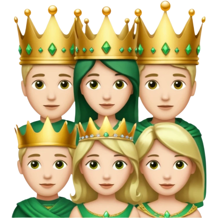 Several people with a crown that unites them with golden and green colours emoji