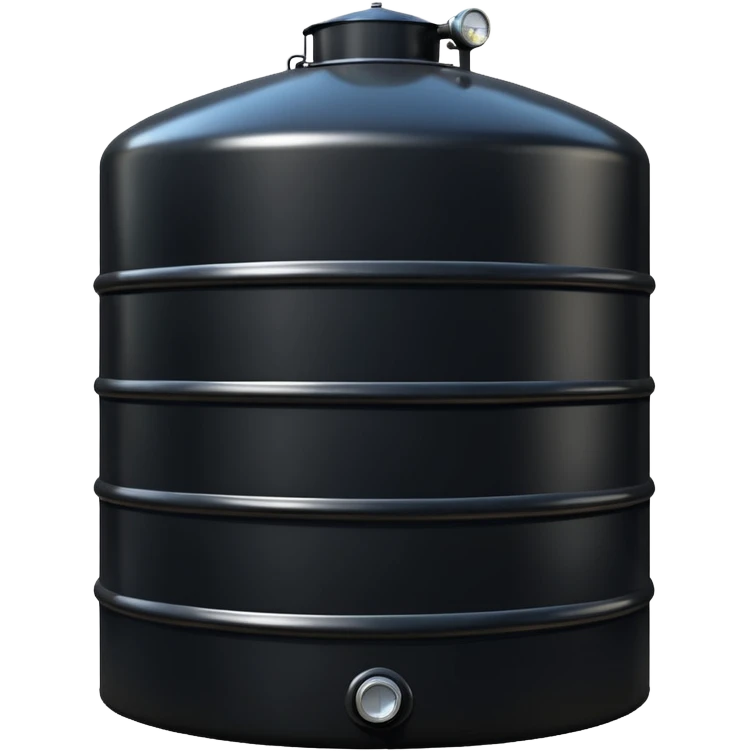 generate a beautiful big black oil storage tank. realistic and cinematic. glossy. 4 different options emoji