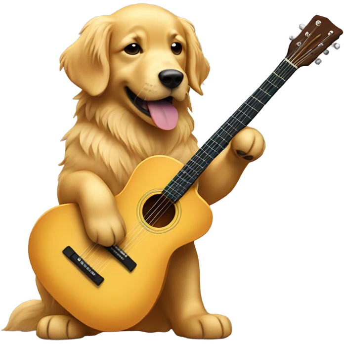 golden retriever playing a guitar emoji