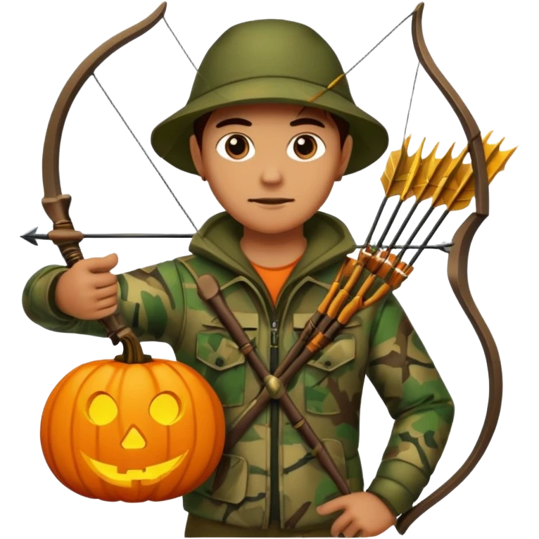 Hunter With Jack o Lantern, with bow and arrow emoji