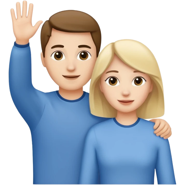heterosexual couple seen from behind waving goodbye emoji