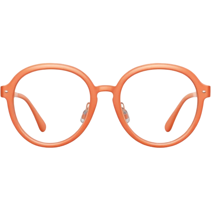 A 3D cartoon transparent peach-coral Glasses with subtle shine and curved frame edges. emoji