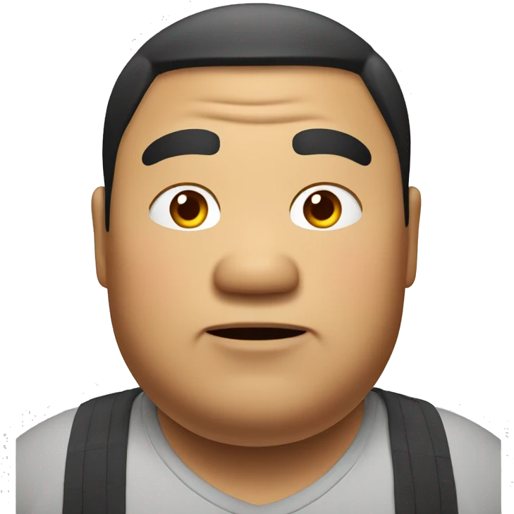 Fat Asian man with goofy face emoji