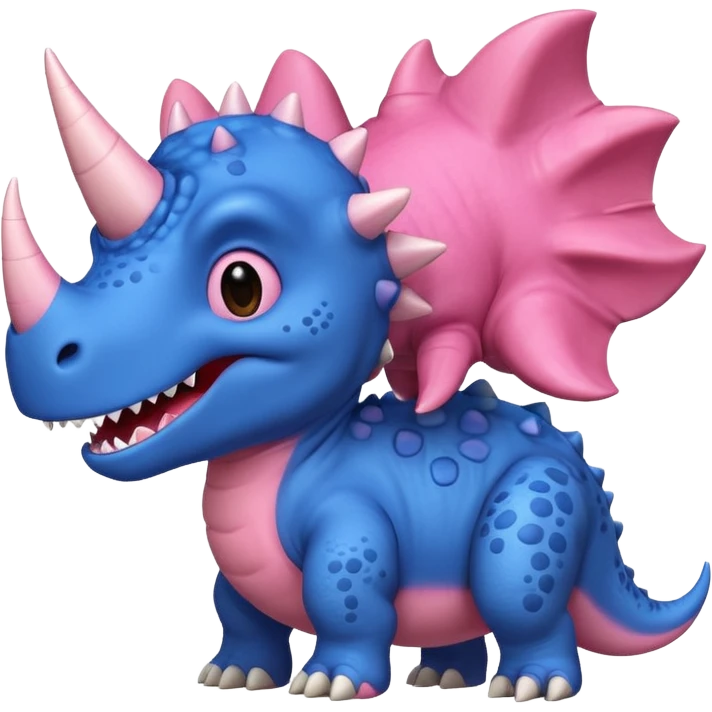 Triceratops cute pink kawei in love with Blue t-Rex  emoji
