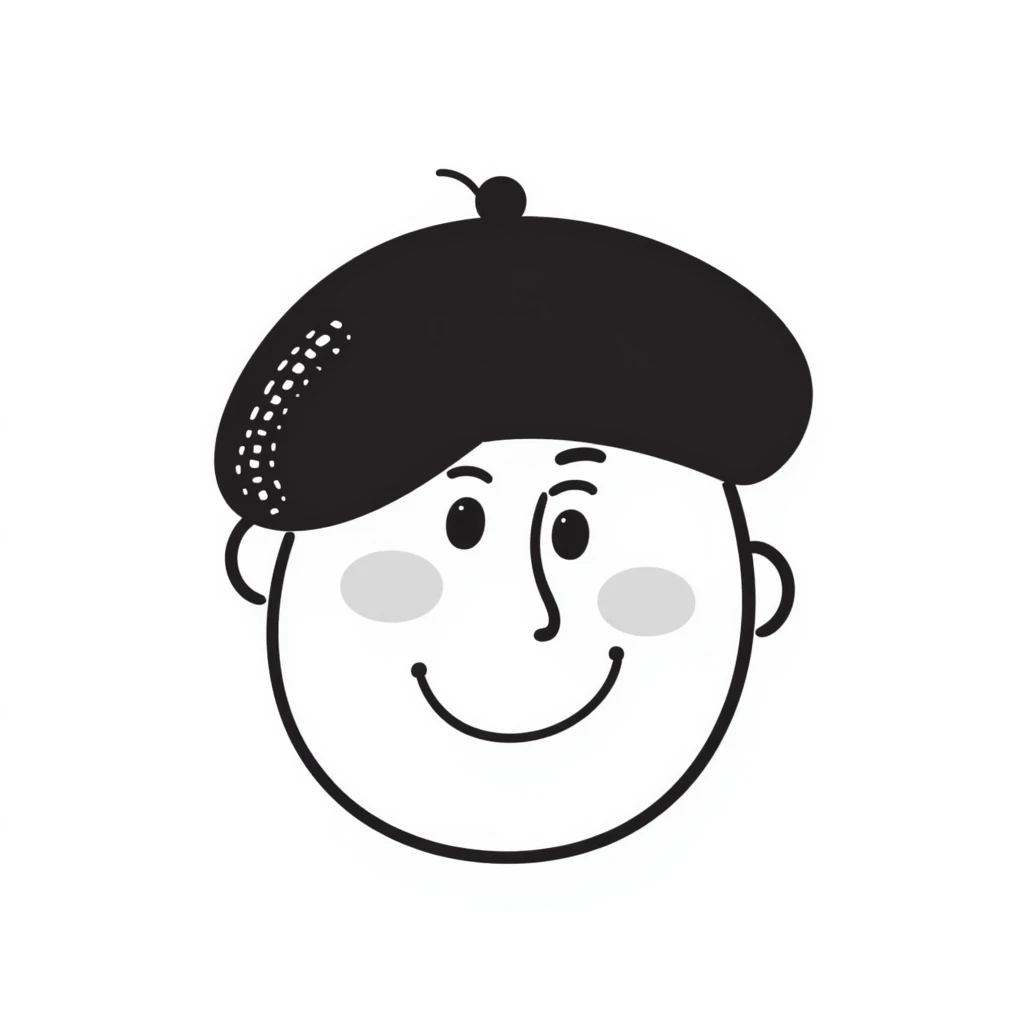 hand drawn doodle of a Basque beret (txapela) emoji