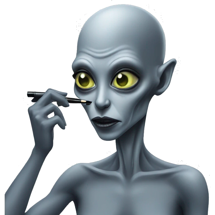 Grey alien doing makeup  emoji