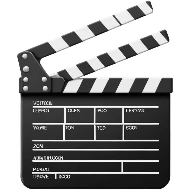 minimal movie clapperboard icon, essential lines only emoji