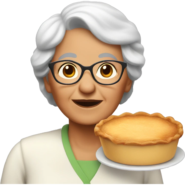 grandma with pie emoji