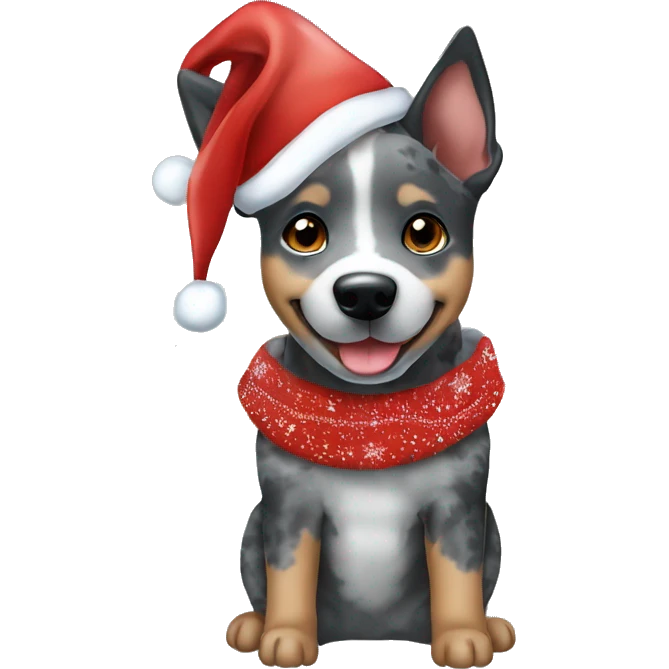 Black and gray blue heeler in Christmas clothing  emoji